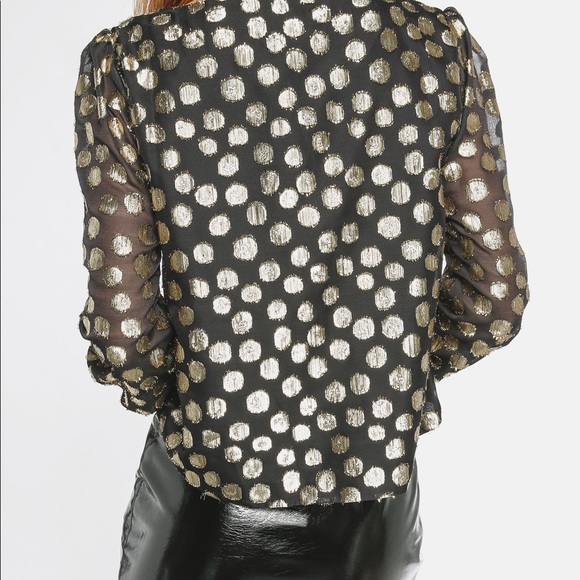 For Love & Lemons Black Lottie Tie Front Blouse M - Picture 14 of 14